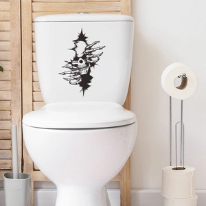 Adesivo murale 3D teschio e mano scheletrica per decorazione bagno Halloween