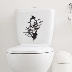 Adesivo 3D Halloween teschio e mano di ossa per decorazione di toilette e bagno