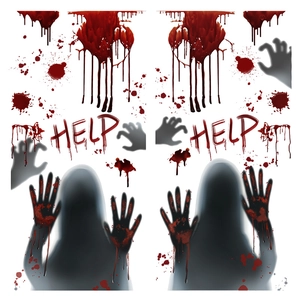 Halloween bloody handprint and HELP stickers for horror window and wall decoration set