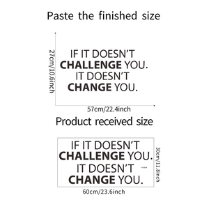 Detailed size layout of the inspirational vinyl wall sticker with motivational English quote