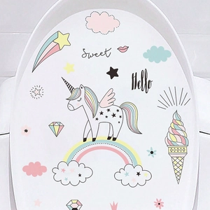 Autocollants licorne et arc-en-ciel pour abattant de WC, déco chambre d'enfant