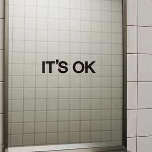Modern black IT'S OK text wall sticker for mirrors and bedroom home decor wall art