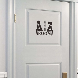 Creative Thinking Room Bathroom Door Sticker Funny Toilet Sign Male Female Silhouette Removable PVC Wall Decal Home Decor