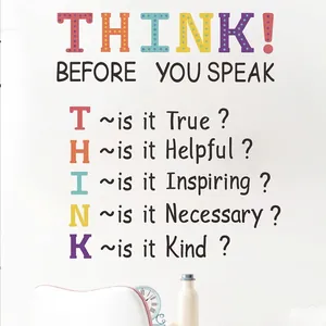 Colorful THINK Before You Speak wall decal for classroom or office home wall decoration