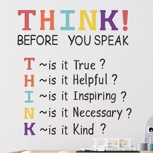 Inspirational THINK wall decal for bedroom decor featuring positive motivational quotes