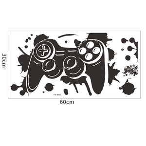 Adesivo murale controller da gioco nero con macchie d'inchiostro per sala da gaming