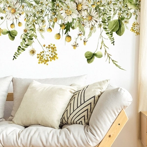 Tropical Plants Daisy Wall Stickers PVC Nordic Style Floral Leaf Mural For Home Bedroom Living Room Wall Decor Stickers