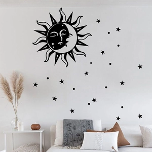Himmlische Sonne Mond Sterne Wandsticker Abnehmbare PVC Selbstklebende Wandtattoo Für Schlafzimmer Wohnzimmer Haus Dekor