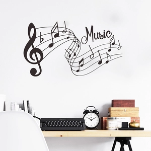 Self-adhesive music notes wall decal with treble clef and stave for room decoration