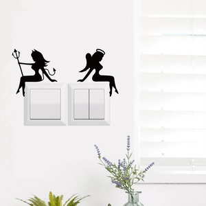 Creative devil and angel silhouette wall stickers for bedroom switch home decor