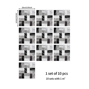 Set of 10 marble pattern peel and stick tile stickers measuring 10x10cm for home decor
