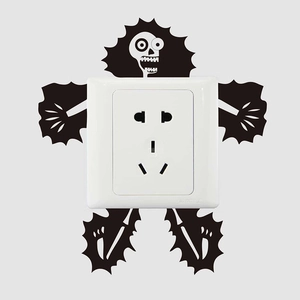 Creative black cartoon skull light switch wall sticker for home decor decoration