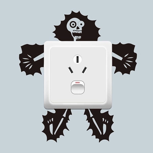 Creative electric shock skeleton monster wall sticker for bedroom light switch decor