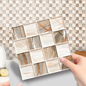 3D Marble Mosaic Tile Stickers Self Adhesive Wall Decals Waterproof Oilproof PVC Backsplash For Kitchen Bathroom Home Decor