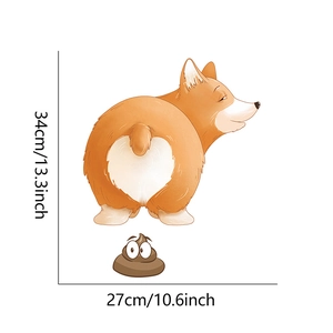 Specifiche dimensionali adesivo murale cane carino altezza 34cm e larghezza 27cm per bagno