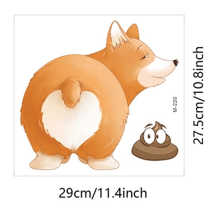 Dettaglio dell'adesivo murale corgi e cacca con dimensioni di 29x27,5 cm per casa