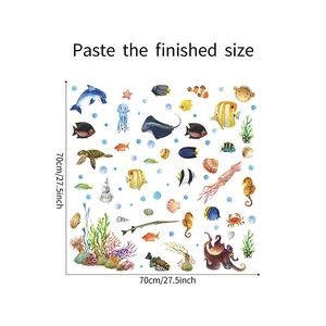 Marine life wall stickers set with dolphins and turtles for ocean themed room decor