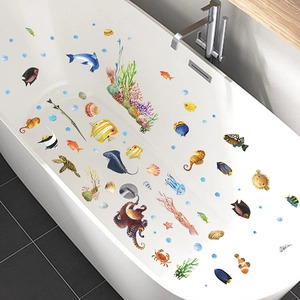 Ocean Animal Wall Sticker PVC Waterproof Sea Life Fish Turtle Dolphin Decals For Bathroom Kids Room Home Decoration