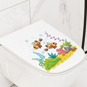 Cartoon ocean clownfish wall stickers for bathroom toilet seat and home wall decoration
