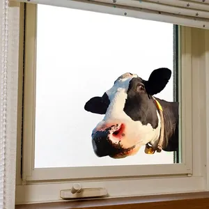 Adesivo per finestra con mucca cartone animato decorazione per la casa autoadesiva