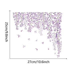 Dettaglio con dimensioni degli adesivi murali glicine viola misuranti 25x27 cm