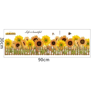 Detailansicht Wandaufkleber Sonnenblume Zaun mit Life is Beautiful Text 30x90cm