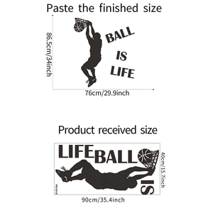 Basketball boy wall decal silhouette with Ball is Life slogan for bedroom decor