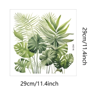 Set of tropical monstera and palm leaf wall stickers measuring 29cm for home decor