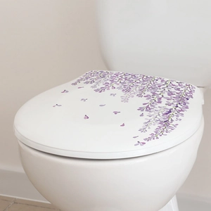 Adesivo floreale romantico con glicine viola per copriwater e decoro bagno