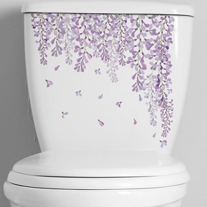 Adesivi murali con glicine viola romantico per decorazione di bagno toilette e camera