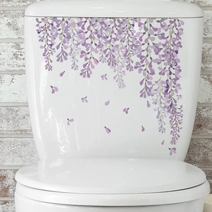 Adesivi murali con glicine viola romantico autoadesivi per decorazione bagno e toilette