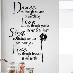 Inspirational English quotes wall sticker with floral design for modern home decor