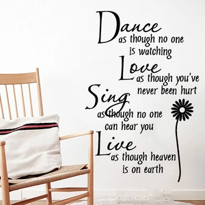 Inspirational English quotes wall decal with daisy flower for minimalist home decor