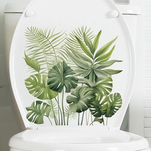 Self-adhesive tropical monstera and palm leaf wall stickers for bathroom toilet decoration