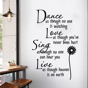 Inspirational English quotes wall sticker with daisy flower for bedroom home decor