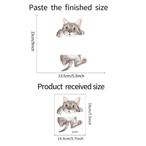 Guida alle dimensioni dell'adesivo da parete gatto con dettagli su misure e layout