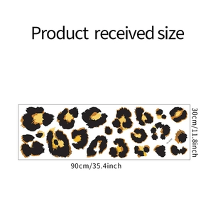 Detailed dimension layout for leopard print wall decals showing size 30cm by 90cm