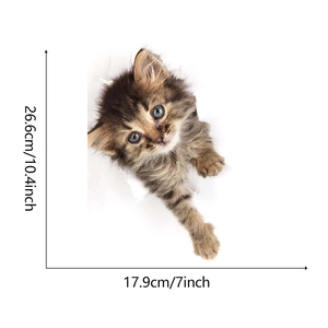 Detailed dimension layout for 3D cat wall sticker showing a 26.6cm x 17.9cm size scale