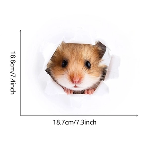 3D realistic hamster sticker detail showing size 18.8x18.7cm for wall decoration