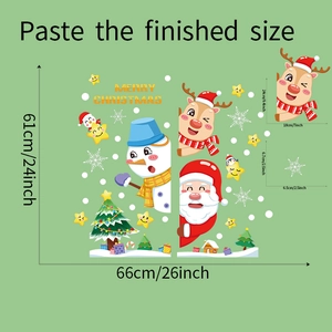 Plan détaillé des dimensions des stickers de Noël avec Père Noël, renne et flocons de neige