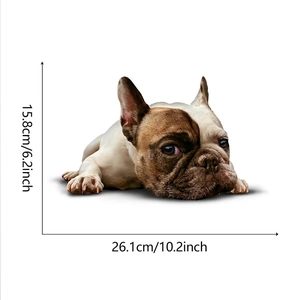 Detailed view showing the exact dimensions of the realistic French Bulldog dog wall sticker