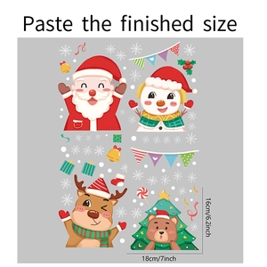 Detailed sheet showing cartoon Christmas stickers with reindeer bear and Santa Claus