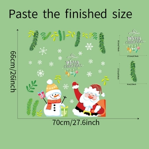 Detailed size specifications for Christmas Santa and snowman static window glass stickers