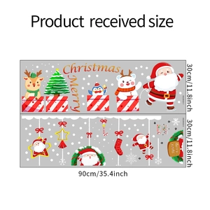 Detail of Christmas wall stickers featuring Santa, reindeer, and snowman for holiday decor