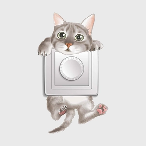 Adesivo da parete gatto grigio per decorazione interruttore camera bambini