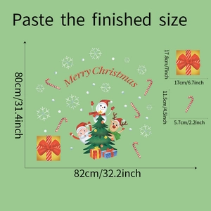 Detail view of Christmas wall stickers showing festive patterns with full size dimensions