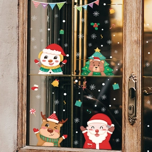 Christmas window stickers set featuring Santa, reindeer, and bears for festive home decor
