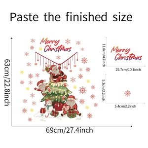 Detailed dimensions of Santa Claus wall stickers showing layout and Merry Christmas text size