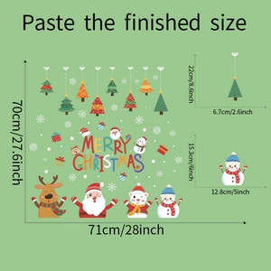 Detailed size specifications for Merry Christmas Santa and reindeer wall stickers
