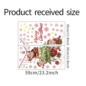 Detailed dimension guide for Christmas Santa and tree glass window wall stickers